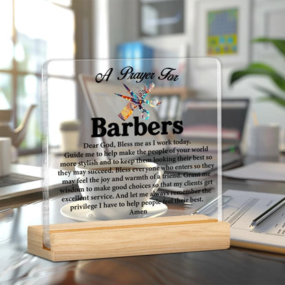 Barber Hairstylist Gifts for Women Men, Barbers Prayer Sign, Barbershop K
