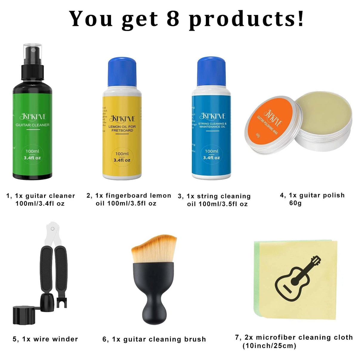 KTKTVE Guitar Cleaning Kit – 8-Pack Complete Care Set 1.28 Fl Oz (Pack of 8)
