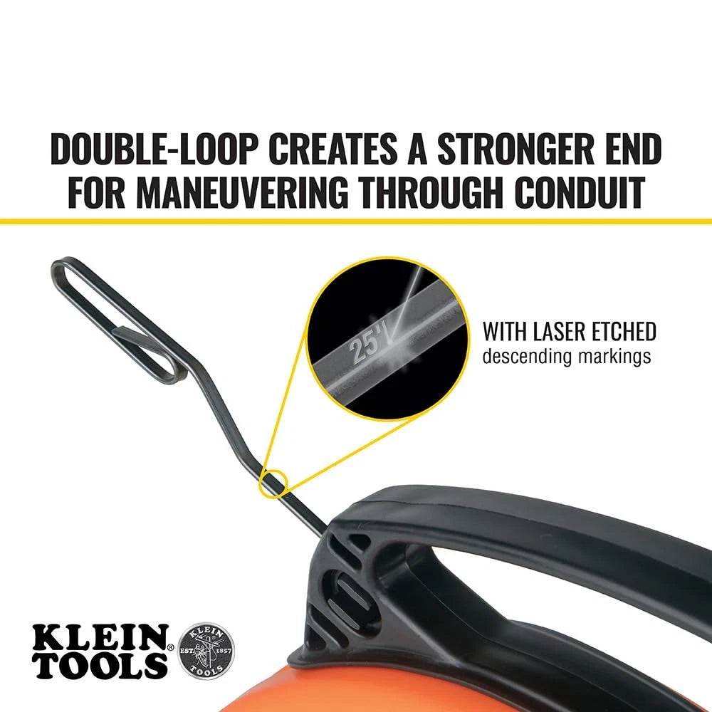 Klein Tools 56331 50-Foot Electrical Fish Tape, Steel One Size, Orange/Black