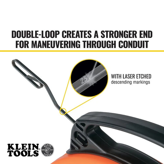 Klein Tools 56331 50-Foot Electrical Fish Tape, Steel One Size, Orange/Black