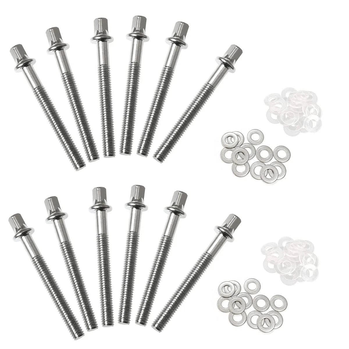 TUOREN Drum Set Hardware 12-Pack Stainless Steel Tight M6 x50mm, silver