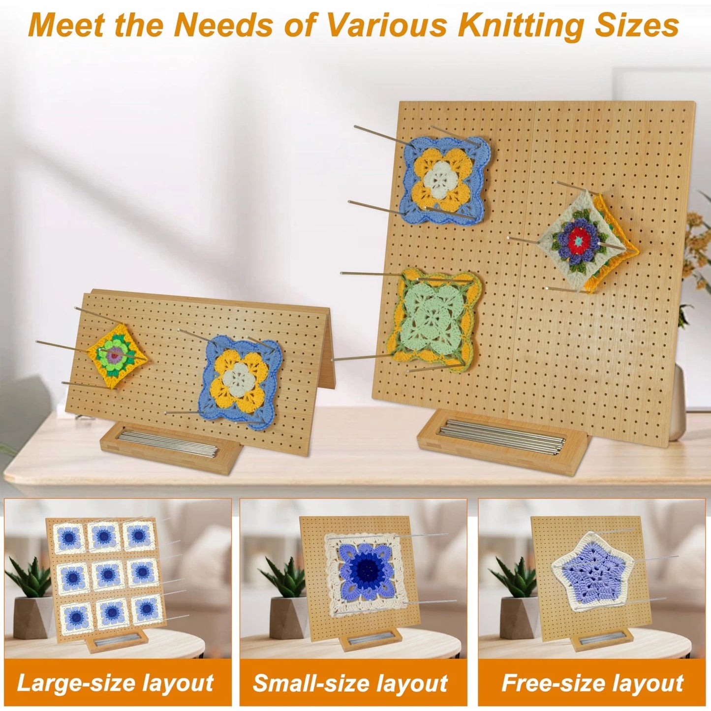 15.5" x 15.5"Foldable Crochet Blocking Board with 15.5 * * 0.5, Wooden