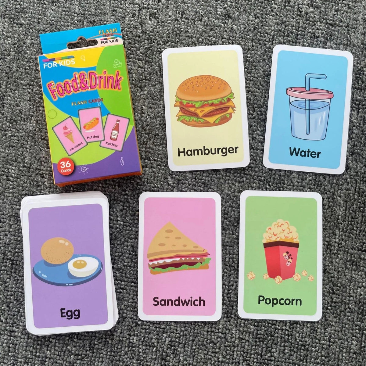 Flash Cards for Toddlers, Educational Learning Set of pocket-size, Orange
