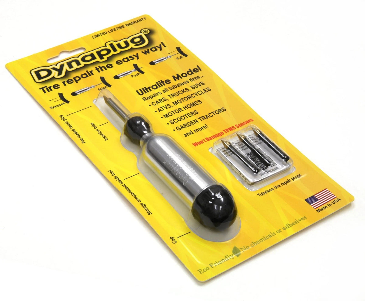 Dynaplug Ultralite Tubeless Tire Repair Tool Kit, Made in USA Compact, Silver