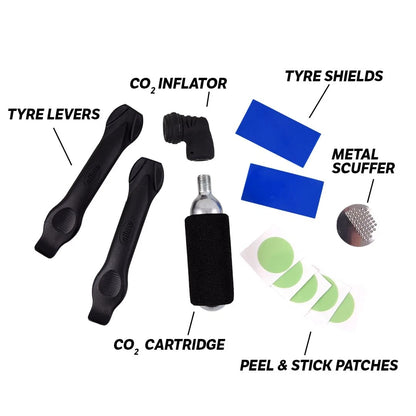 Slime 20495 Deluxe Tire Tackle: Bike Tube Repair & Inflation Kit Bike, Black
