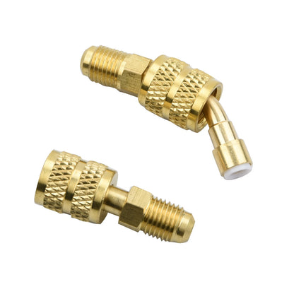 Straight & 45° Adapter Set R410A 5/16 to 1/4 SAE Brass for Air Conditioner