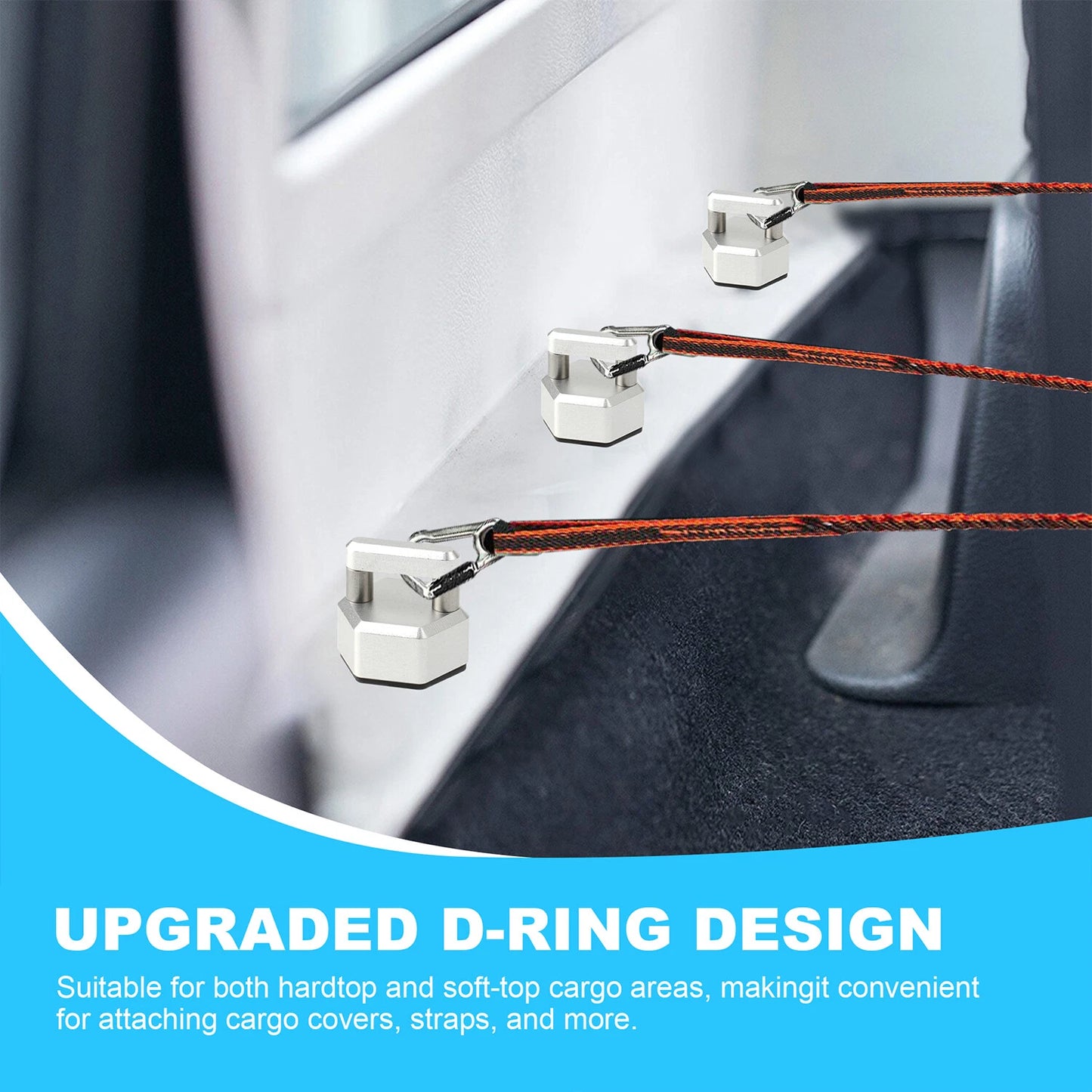 Silver  Hard Top Quick Removal Fastener Thumb Screw With D Rings Billet 6PCS