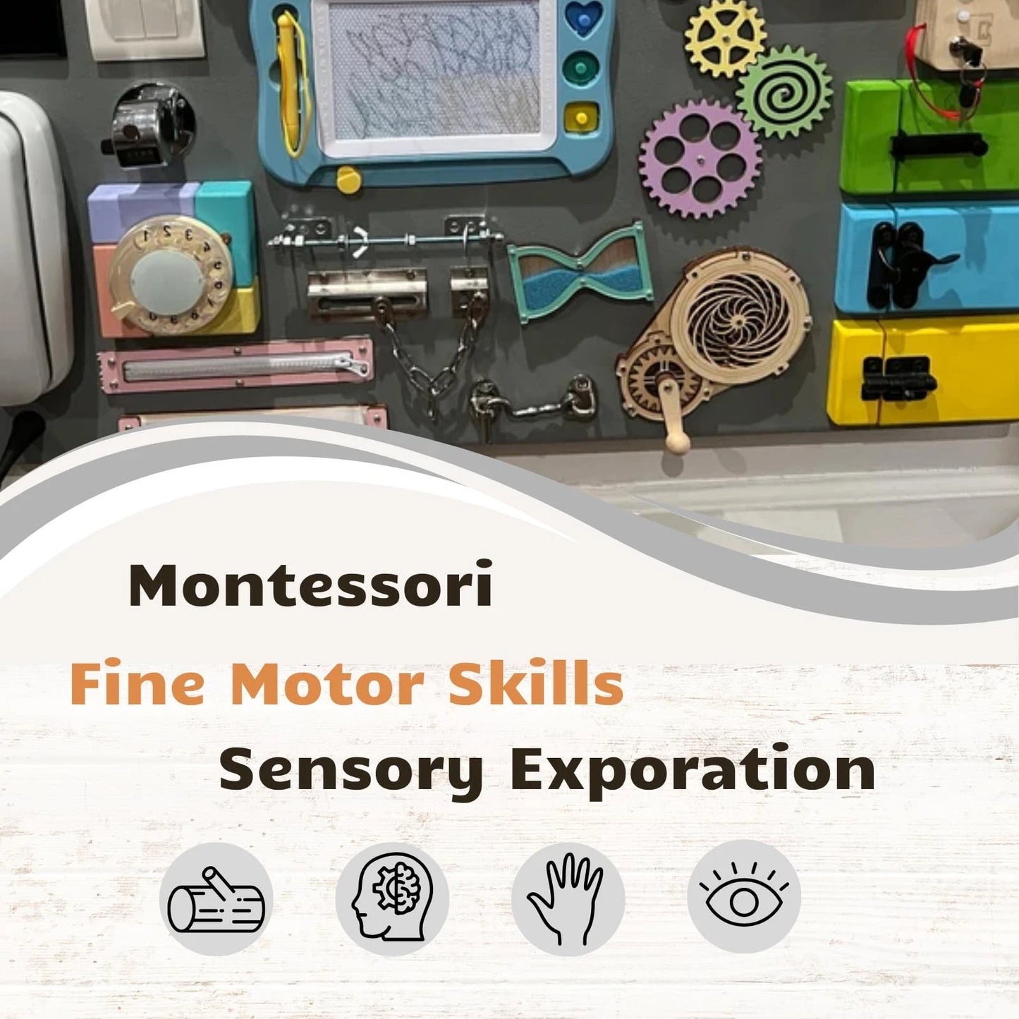 Montessori Wooden Busy Board DIY Accessory - Toy for Kids Early Educational...