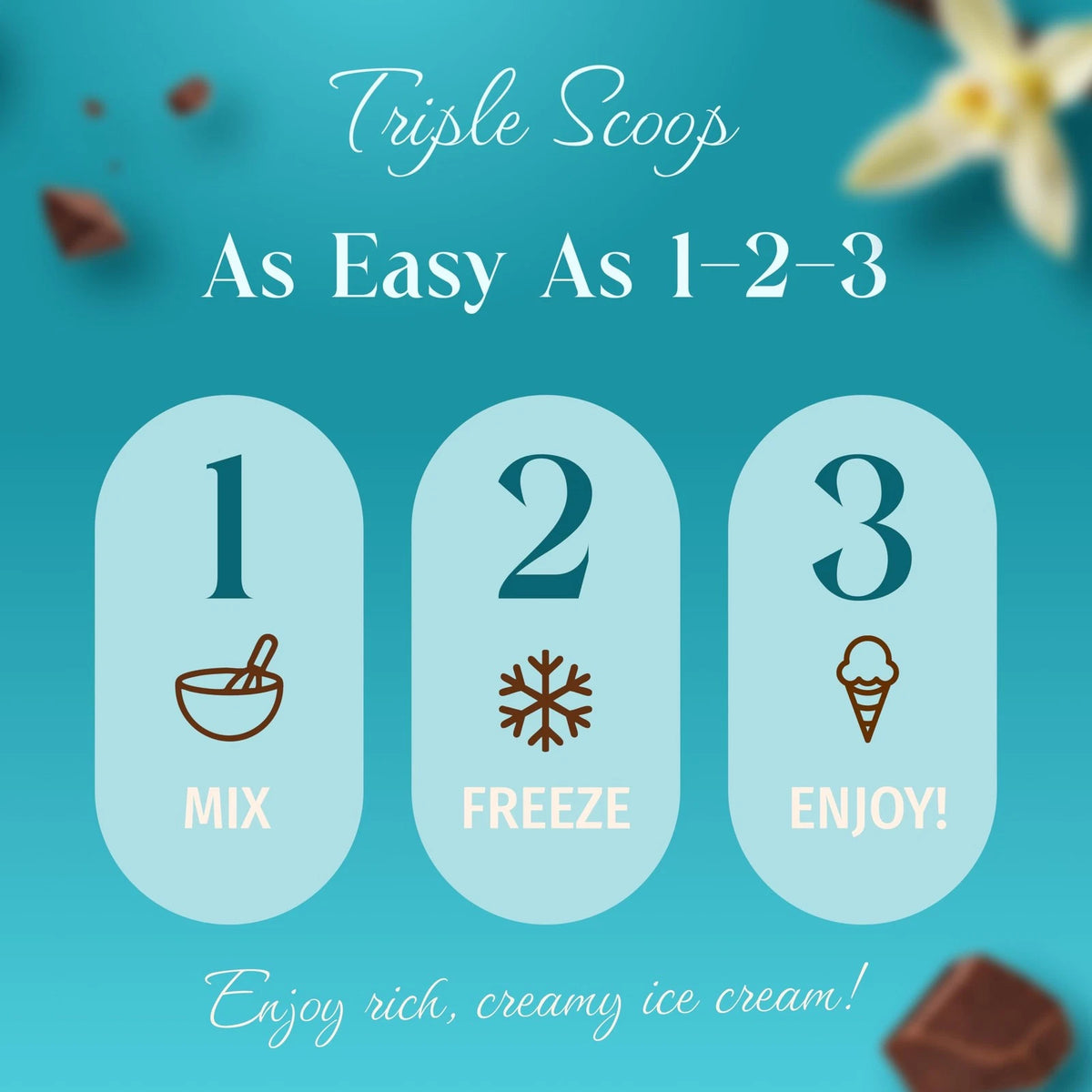 Triple Scoop - Premium Vanilla Choc Chip Ice Cream Mix For 1 Pack