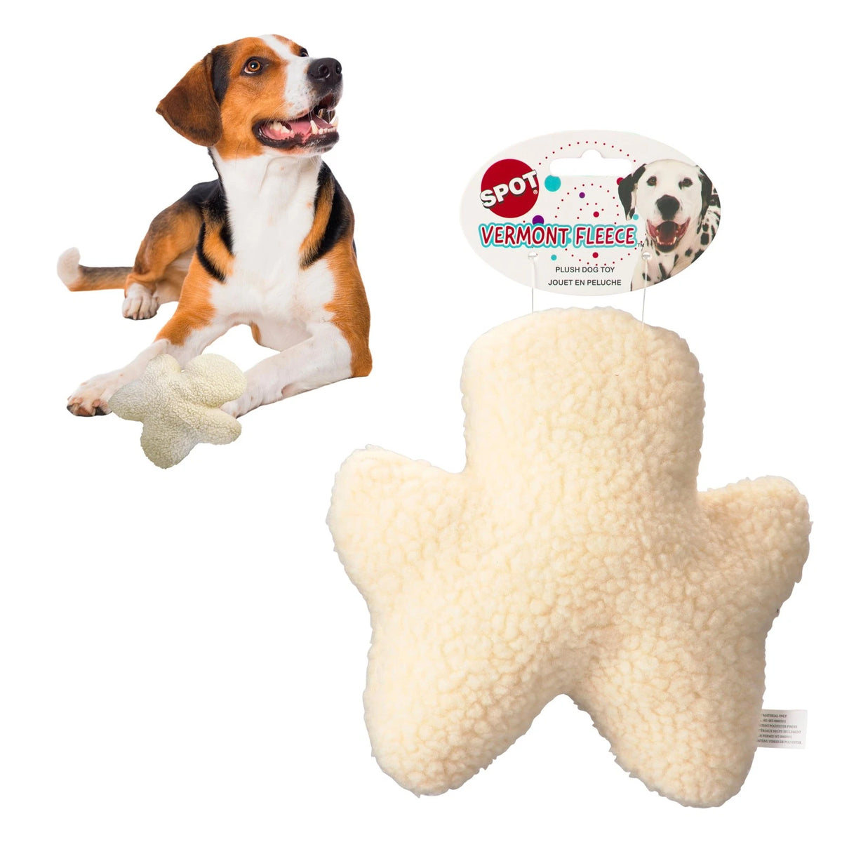 SPOT 8in Vermont Style Fleece Chewman Dog Toy – 8 inch (Pack of 1), Cream