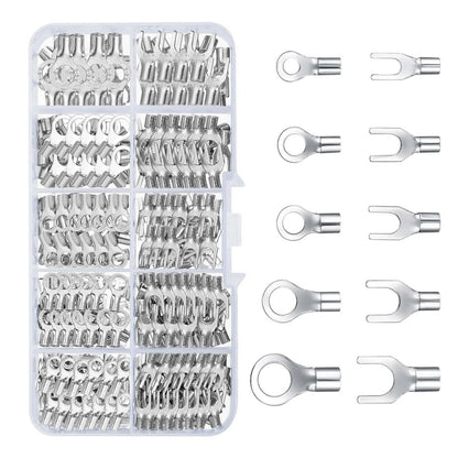320Pcs Non Insulated Ring Fork Copper Crimp Sleeves 10 Sizes For Automotive Car