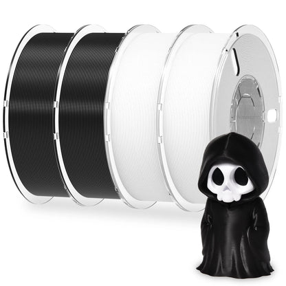 RAMBERY White Black PLA + 3D Printer Filament Bundle 4KG 4kg, Pla+ White-black