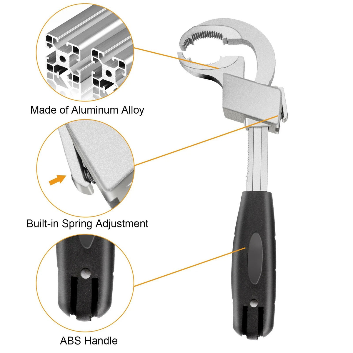 Multi-Function Adjustable Basin Wrench 27-80mm Range For Faucet Shower Repair