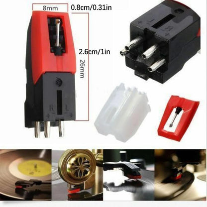2Pcs Turntable Phono Ceramic Cartridge+Stylus Needle Kit for Record Player c