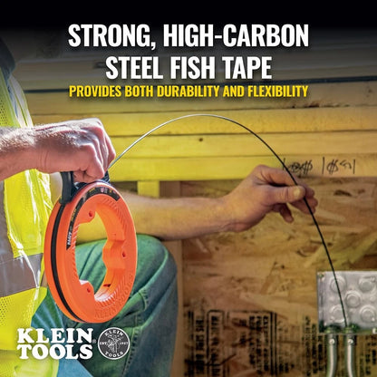 Klein Tools 56331 50-Foot Electrical Fish Tape, Steel One Size, Orange/Black