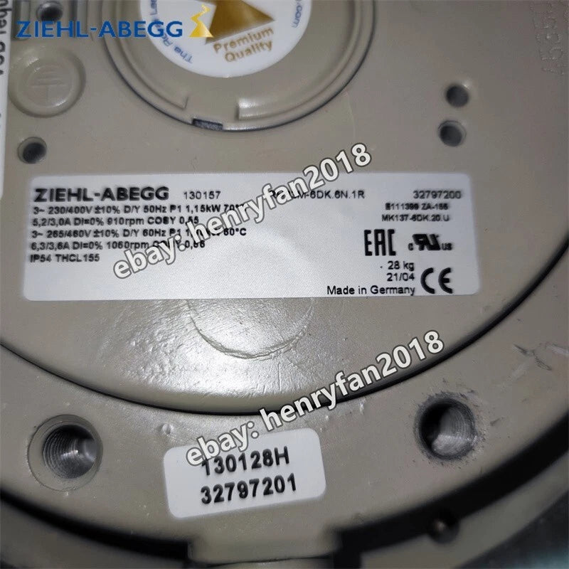 Ziehl-abegg RH63M-6DK.6N.1R Centrifugal Fan 230/400V 630MM Siemens Inverter Fan