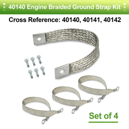 4Pcs Heavy Duty Engine Braided Ground Strap Kit 40140 Battery Starter Chasis