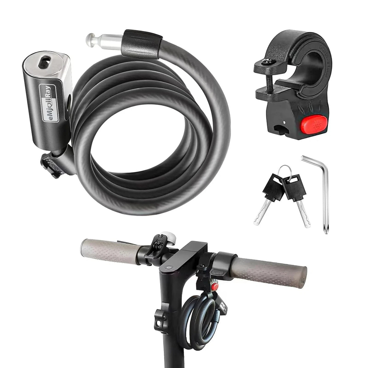 eMjollRay 4 Feet Scooter Lock - Anti Theft Cable with 4 Feet, Dark Grey