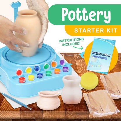 Insnug Mini Kids Pottery Wheel: Complete Painting Kit for Small, Blue