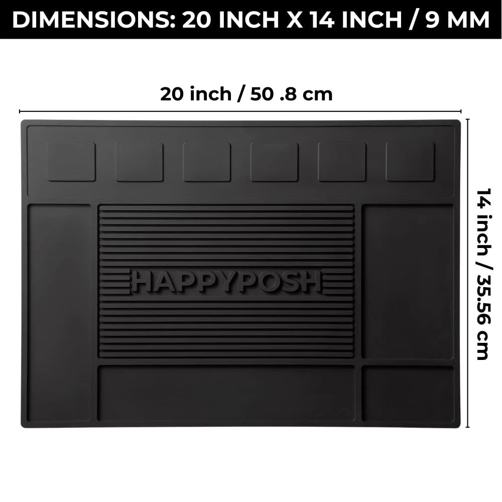 HAPPYPOSH Magnetic Barber Mat for Clippers, Large Professional Large, black