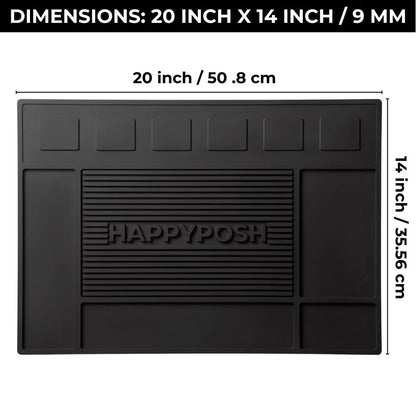 HAPPYPOSH Magnetic Barber Mat for Clippers, Large Professional Large, black