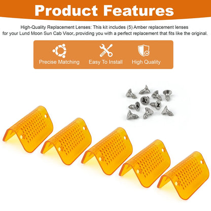 Orange Amber Cab Roof Visor Replacement Light Lens for Lund Moon/Sun Visor-5PCS