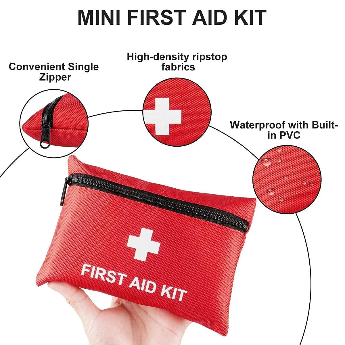 Tenquan 100-Piece First Aid Kit - Compact Portable 100 Piece Set, Red