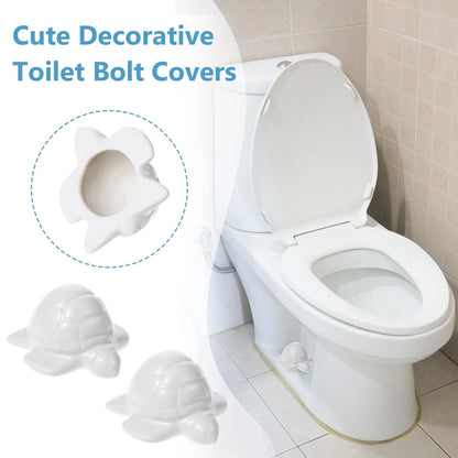 2pcs White Ceramic Toilet Bolt Covers Turtle Screw Cover Caps