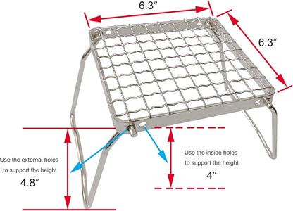 TreGoo Camp Grill with Foldable Legs-304 Stainless Steel Grate Silver
