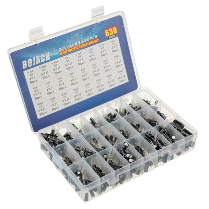 BOJACK 24Value 630pcs Aluminum Electrolytic Capacitor Assortment Box Kit...
