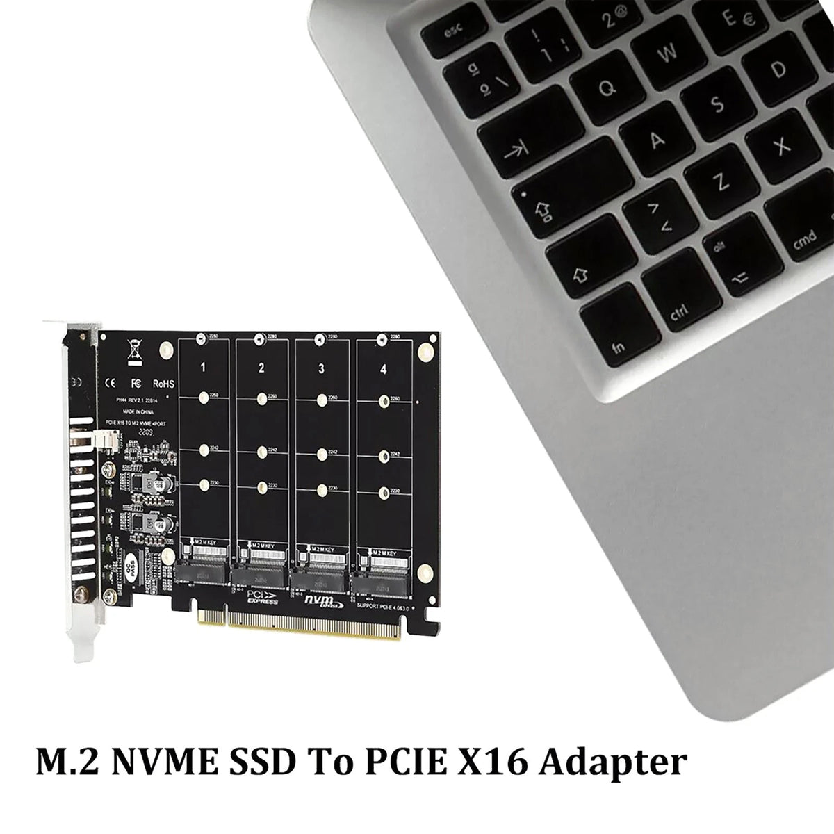 M.2 NVME SSD To PCIE X16 Adapter 4 Port NVMe To PCI-e Host Expansion Card Kit