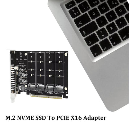 M.2 NVME SSD To PCIE X16 Adapter 4 Port NVMe To PCI-e Host Expansion Card Kit