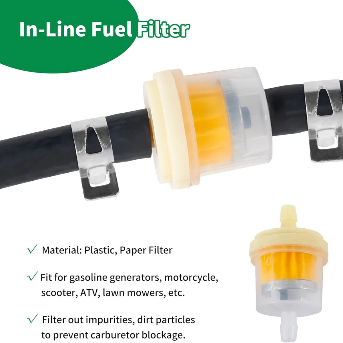 3-Pack Fuel Filter Replacement Kit 494768 698183 With Valves And Fuel Clamps