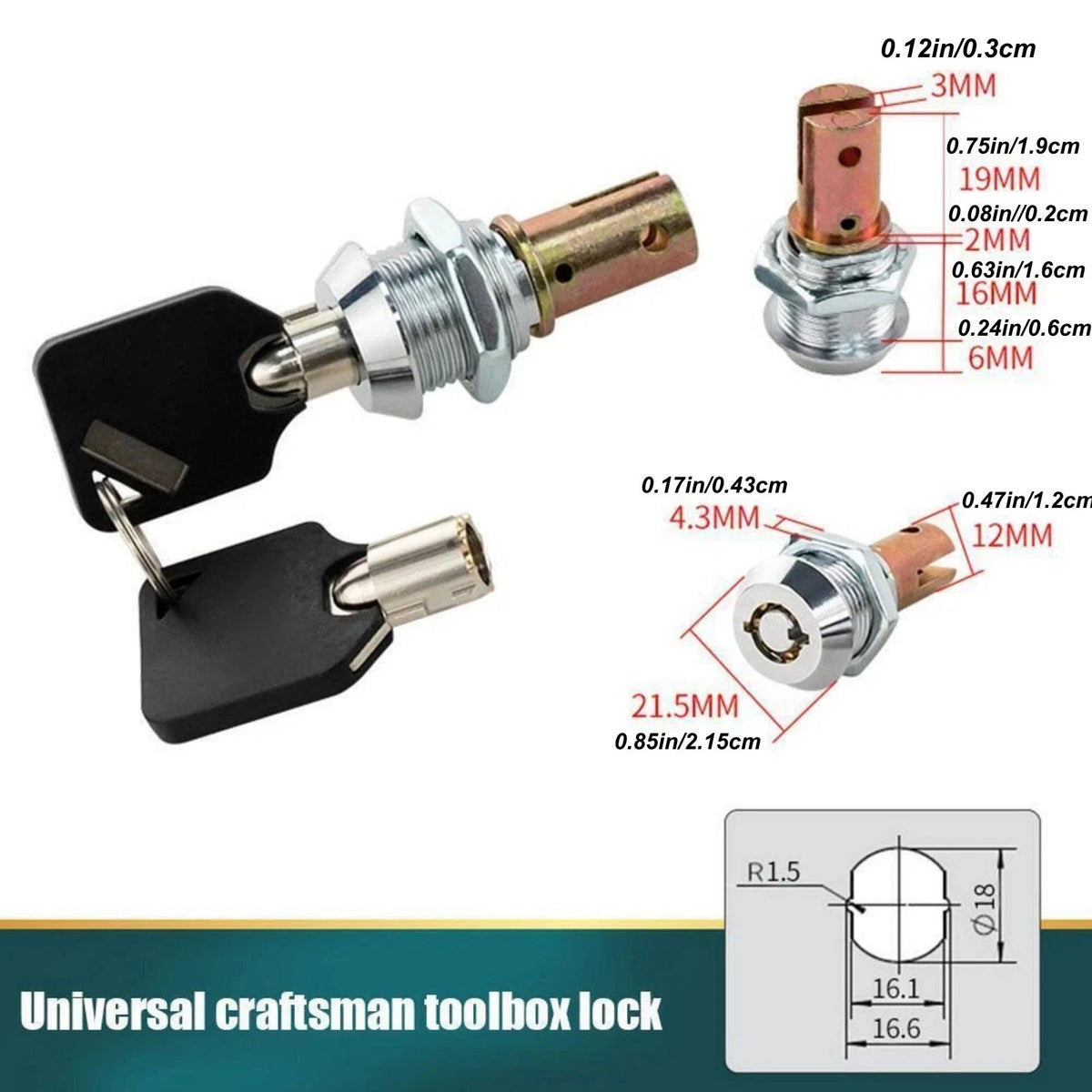 Tool Chest Lock Mechanism with Keys Replacement For Cabinets Storage Boxes