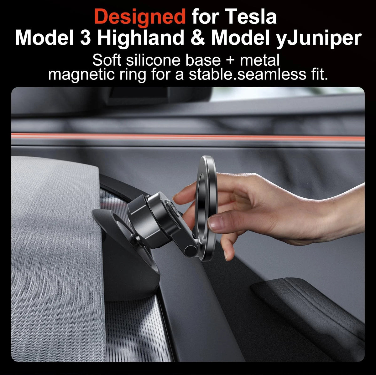 YONZEE Magnetic Phone Mount Compatible with 2025-2026 Model Y Shadow Gunmetal