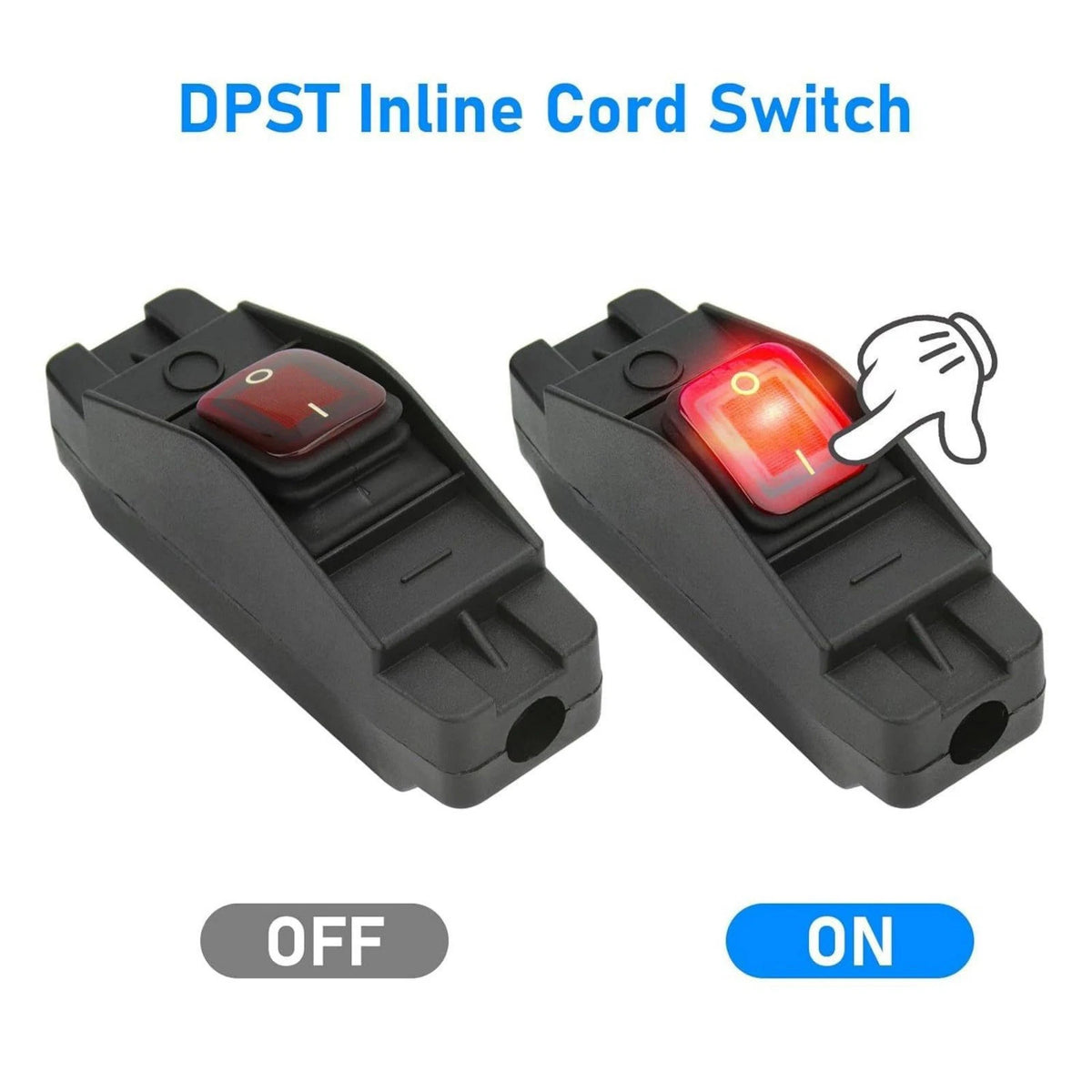 2PCS Waterproof Inline Switch 16A DC12-24V For Appliance Lamp Cord 14AWG 16AWG