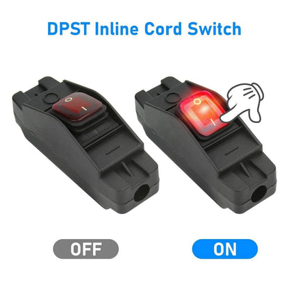 2PCS Waterproof Inline Switch 16A DC12-24V For Appliance Lamp Cord 14AWG 16AWG