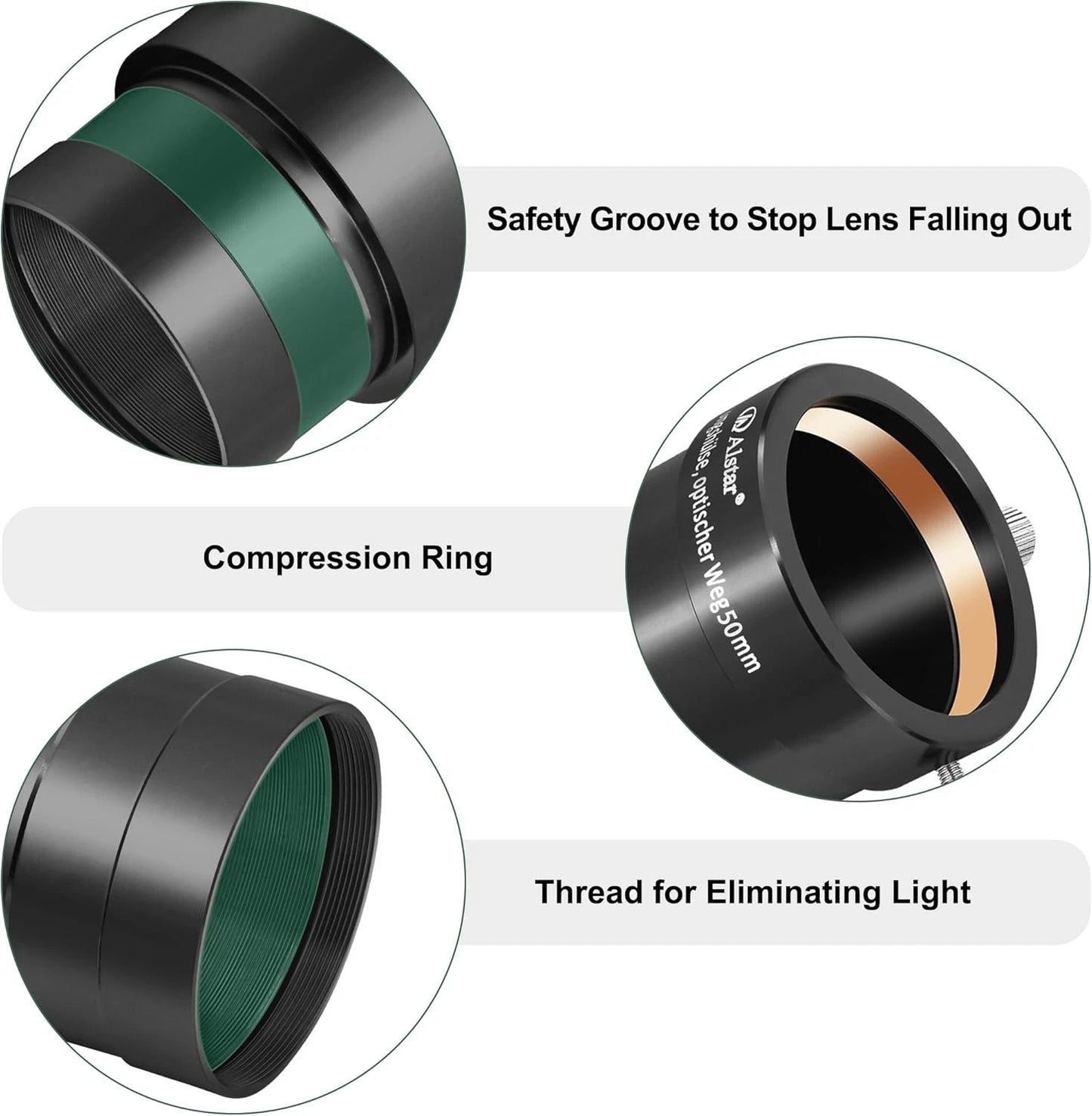 Alstar 2-Inch Telescope Eyepiece Extension Tube Adapter - Optical 2 Inch 50MM