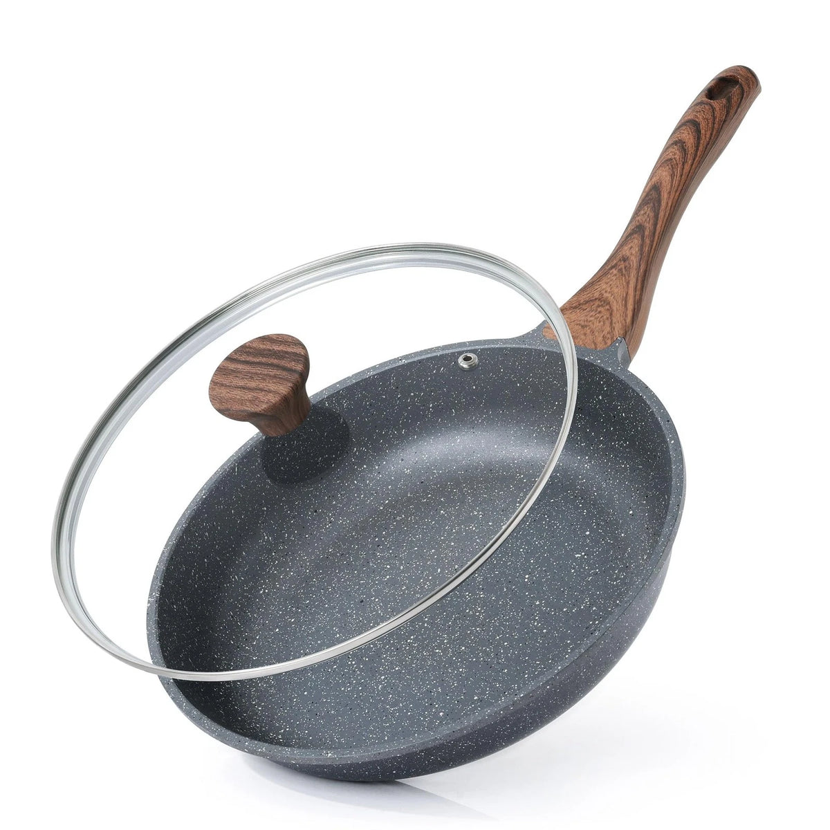 SENSARTE Nonstick Frying Pan Skillet with Lid, Omelet 8 Inch, Gray Granite
