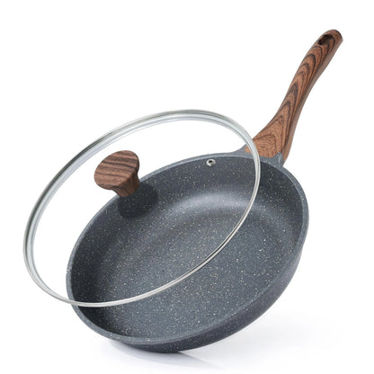SENSARTE Nonstick Frying Pan Skillet with Lid, Omelet 8 Inch, Gray Granite