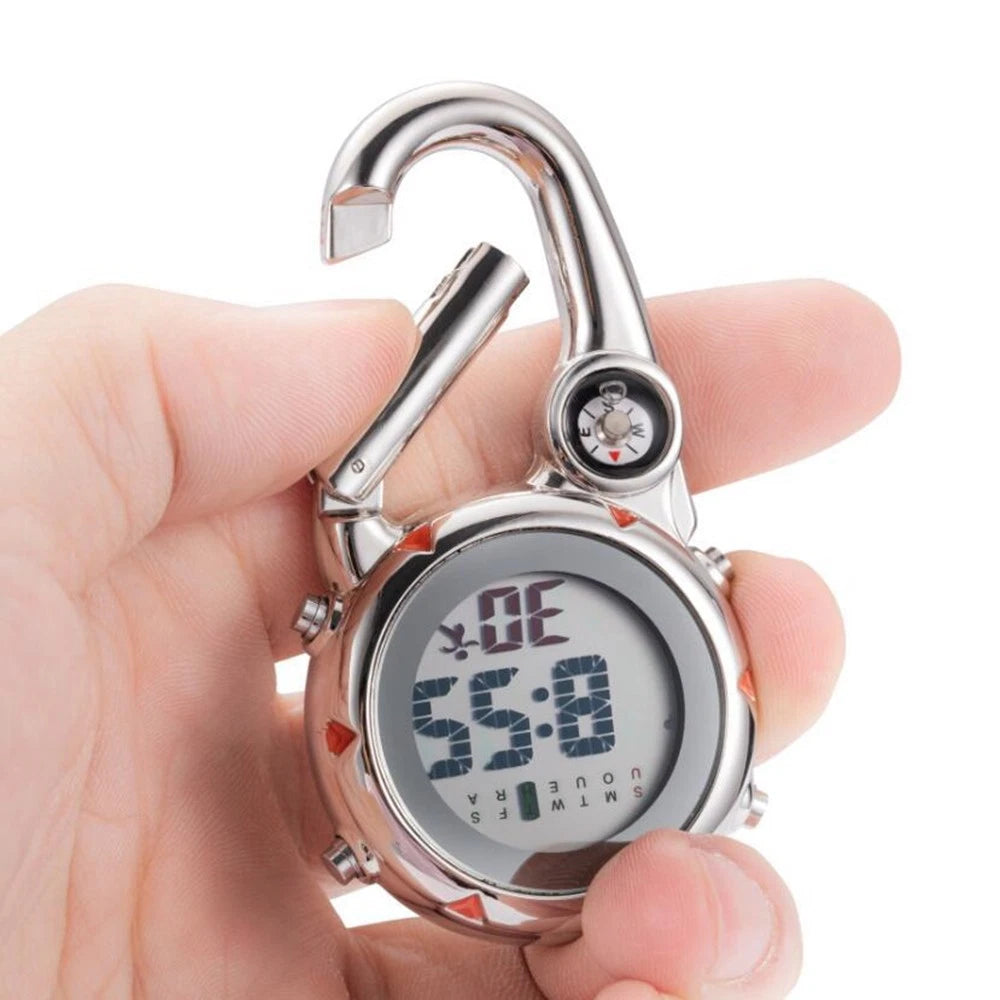 Backpack Clip On Band Carabiner Digital Sports Luminous Watch For Hikers F
