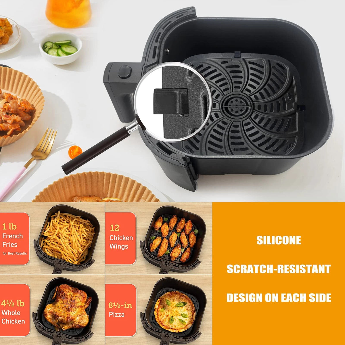 GCQ Air Fryer Grill Pan for Chefman Easy View 8 Qt TurboFry 8 8QT, Black