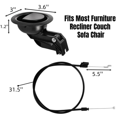Acshio 2 Sets of Metal Recliner Release Pull Handle, Universal Small, Black