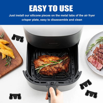 8-Piece Silicone Air Fryer 1.2*0.7*0.5" for Instant Cosori Gourmia, Black