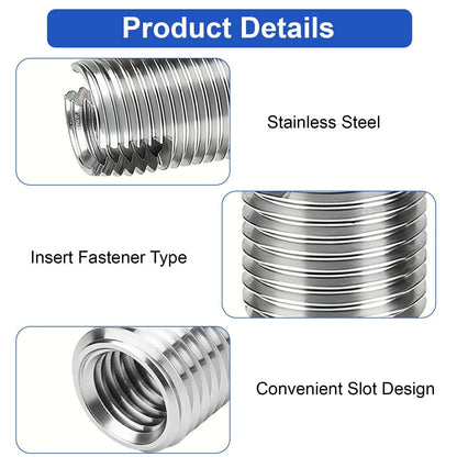 50PCS Stainless Steel Self-Tapping Thread Inserts M3-M16 For Damaged Threads