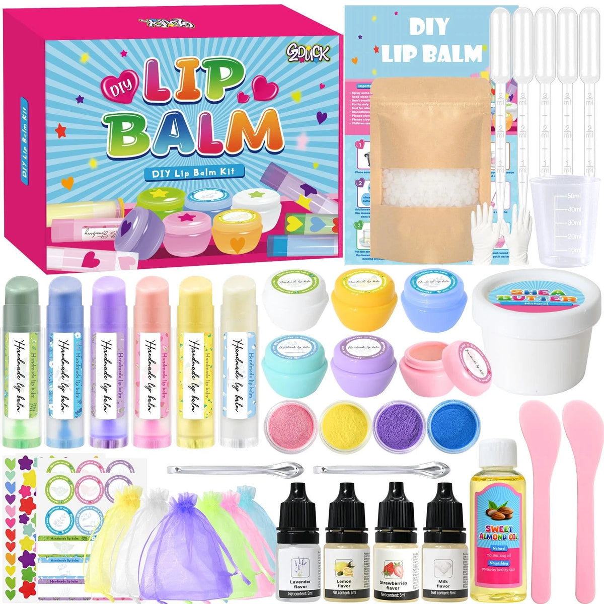 GZDUCK Lip Balm Making Kit- 42Pcs Set for Standard, pink