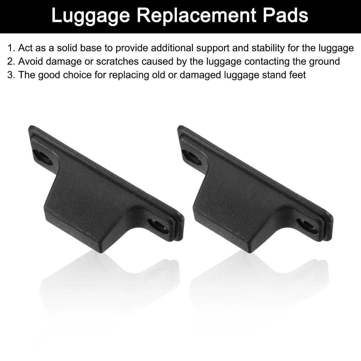 uxcell 4Pcs Luggage Replacement Pads, Plastic Stand 86x35x30mm, Black