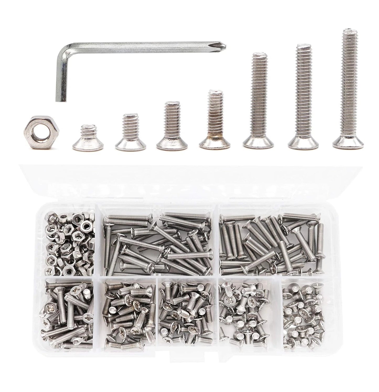 binifiMux 360pcs M3 Countersunk Head 304 Stianless Steel, silver