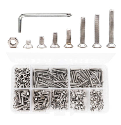 binifiMux 360pcs M3 Countersunk Head 304 Stianless Steel, silver