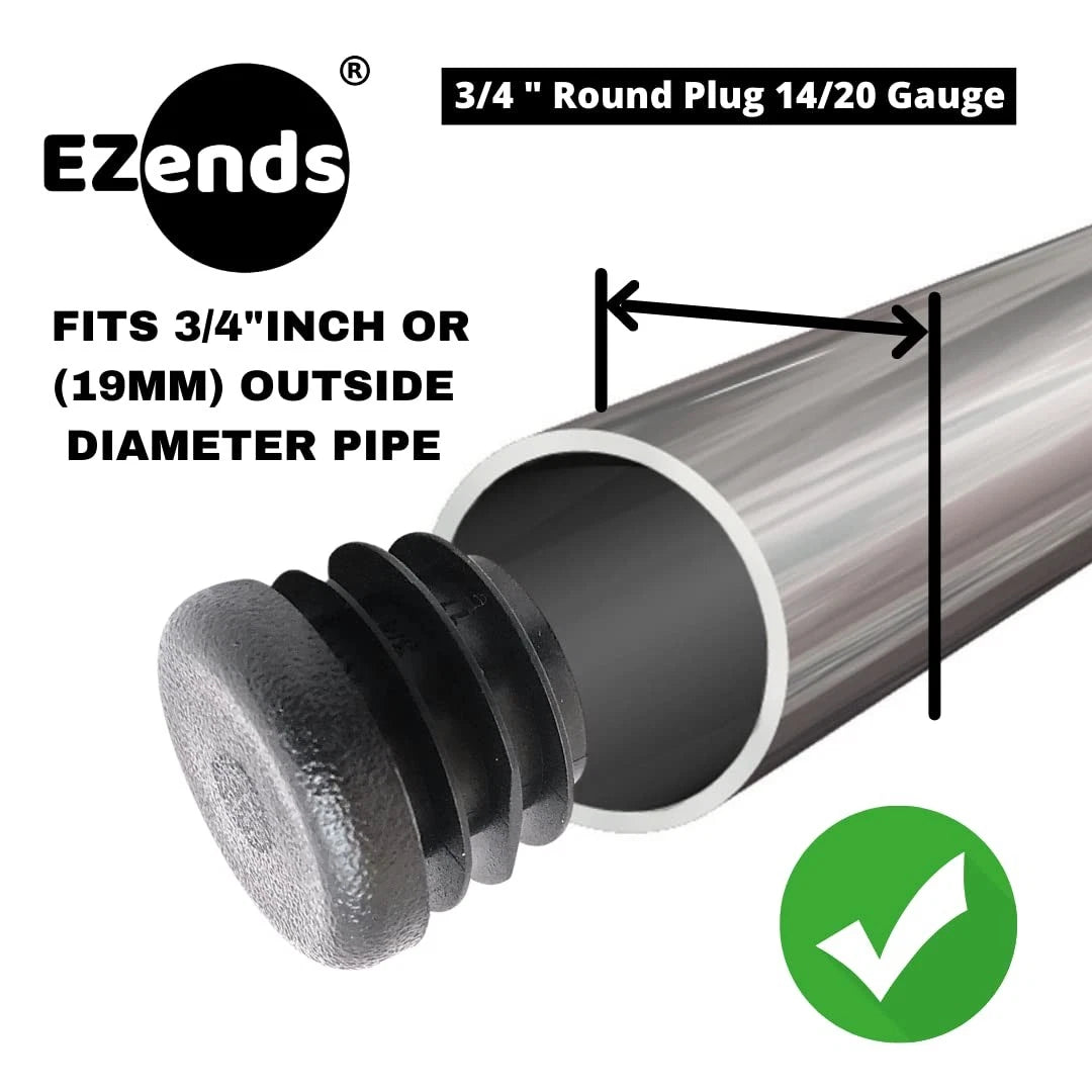 EZends Premium Grade 3/4 Inch Round Plastic Plug / 14-20 14/20 Gauge, Black